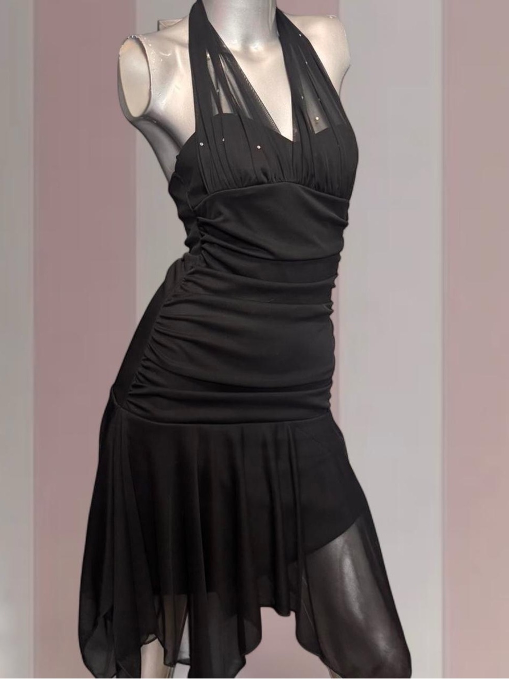 MAJORA Y2K Black halter neck Fairy Asymmetrical dress